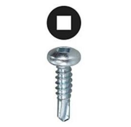 Self-Drilling Screw, #10 x 1", Steel, Pan Head, Square Drive