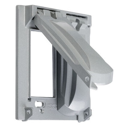 Weatherproof Cover, 2-Gang, Universal, Horizontal/Vertical, Aluminum, Gray