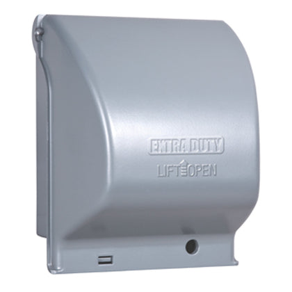 Weatherproof Cover, 2-Gang, Universal, Vertical, Aluminum, Gray