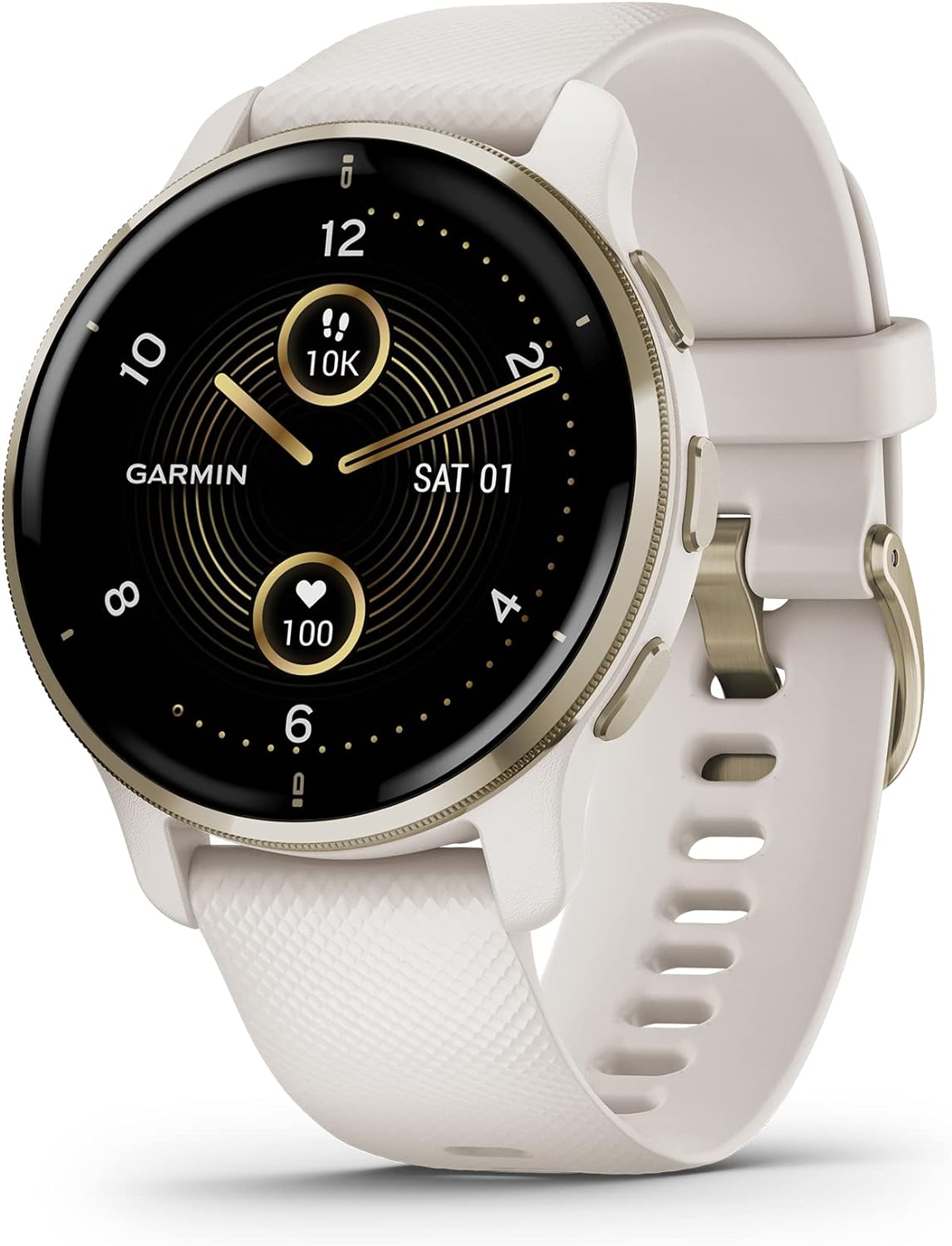 GARMIN® Venu® 2 Plus Cream Gold Stainless Steel Bezel with Ivory Case and Silicone Band