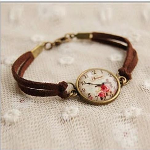 TEA TIME Vintage Inspired Floral Watch Style Bracelet