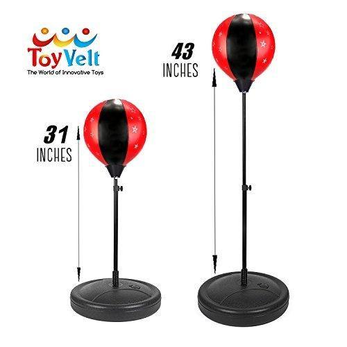 ToyVelt Boxing Set With Punching Ball + Hand Pump + Boxing Gloves - Height Adjustable Base, Easy Setup & Portable Design | Top Gifting Idea For Boys and Girls Ages 3 - 14 Years Old - NORTH FIRST PLUS, LLC