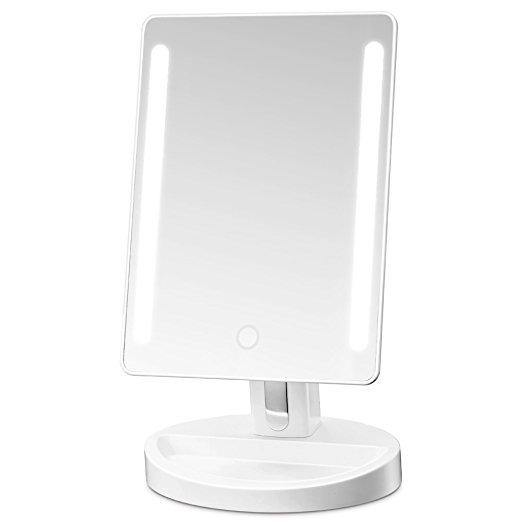 Gotofine LED Lighted Vanity Mirror/Natural Bright Light Makeup Mirror with adjustable 3.5 Inches 10x Magnification Spot Mirror, Movable & Two Power Supply Mode (White) - NORTH FIRST PLUS, LLC