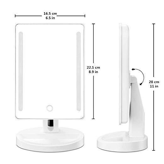 Gotofine LED Lighted Vanity Mirror/Natural Bright Light Makeup Mirror with adjustable 3.5 Inches 10x Magnification Spot Mirror, Movable & Two Power Supply Mode (White) - NORTH FIRST PLUS, LLC