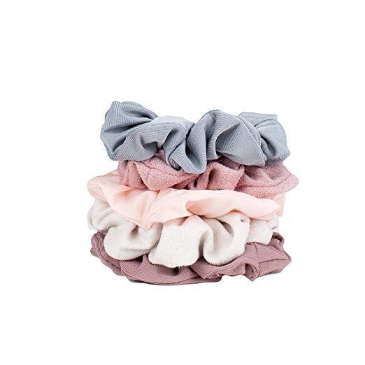 Hair Scrunchies for Women- 5 pack- Includes Velvet Scrunchies for Ponytails, Braids and Buns (Pastel/Blush/Mauve) - NORTH FIRST PLUS, LLC
