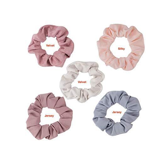 Hair Scrunchies for Women- 5 pack- Includes Velvet Scrunchies for Ponytails, Braids and Buns (Pastel/Blush/Mauve) - NORTH FIRST PLUS, LLC