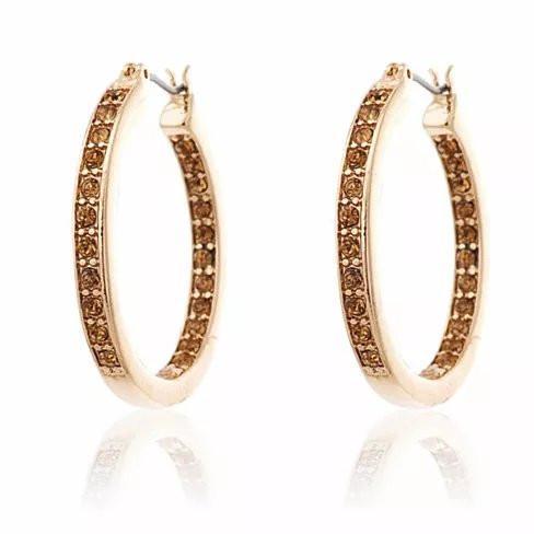 Champagne Dreams Inside Outside Pave Hoop Earrings