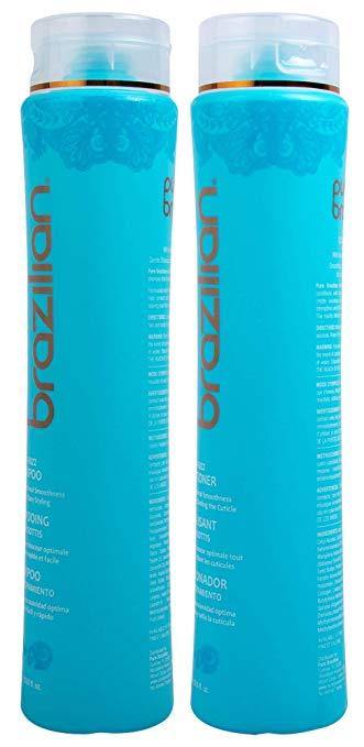 PURE BRAZILIAN Anti Frizz Daily Shampoo & Conditioner - Salt-Free & Color Safe Shampoo & Conditioner Enriched With Keratin, Argan Oil, and Acai (13.5 Ounce / 400 Milliliter) - NORTH FIRST PLUS, LLC