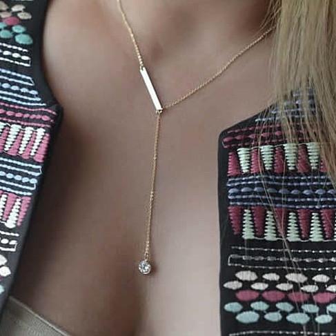 Angle Crystal and Bar Necklace paired with FREE Bar Earrings