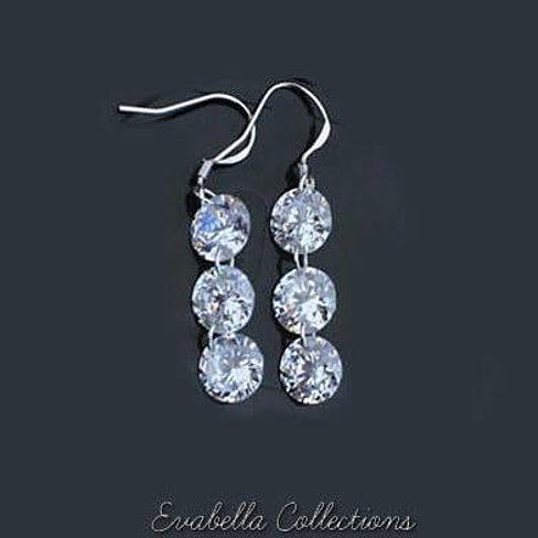 Diamonds in Sky - Drilled TRIPLE TIERED Crystal Diamonds on a Sterling Silver hook earrings