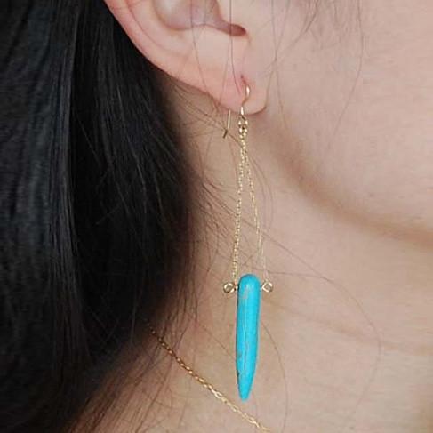 Tribal Spirit Turquoise Gold Plated Earrings