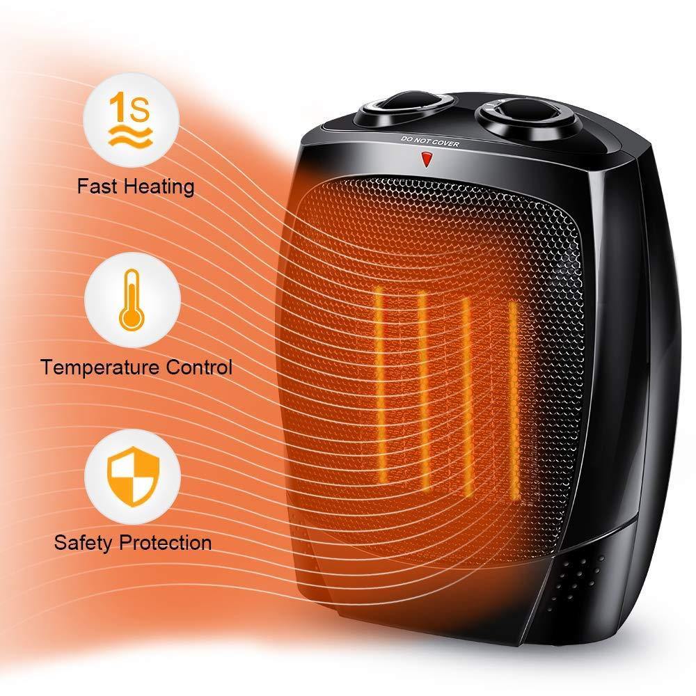 Space Heater Portable Electric Heater with Adjustable Thermostat, Tip Over  Overheat Protection for Home  Office, 1500W  750W  5W Power Setting, ELT Listed, Small Size, PTC Heating Elemen - NORTH FIRST PLUS, LLC