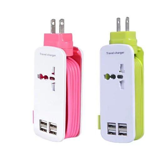 Smartest Travel Charger for 4 USB port with World Adapter and a 5ft Extension cord