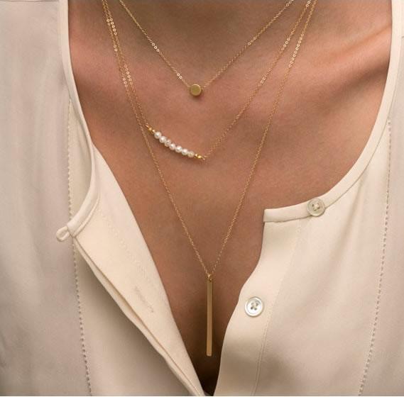 BOGO DEAL  - I Smile Because Of You Layered Gold Necklace With Pearls