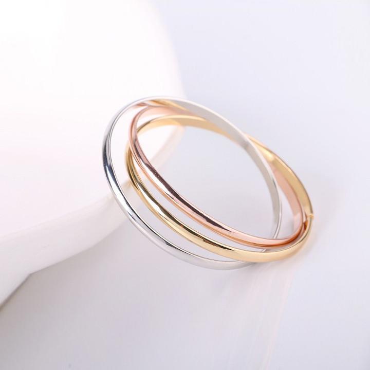Siana Tri Color Bangles In 18 Kt Rose Gold Plating Yellow Gold Plating And White Gold Plating