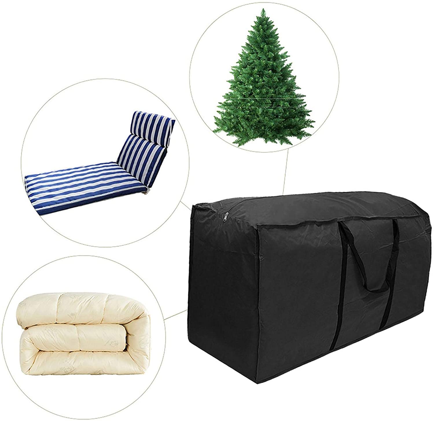 SHENRONGTONG Garden Furniture Cushion Storage Bag Black, 68" x 30" x 20"