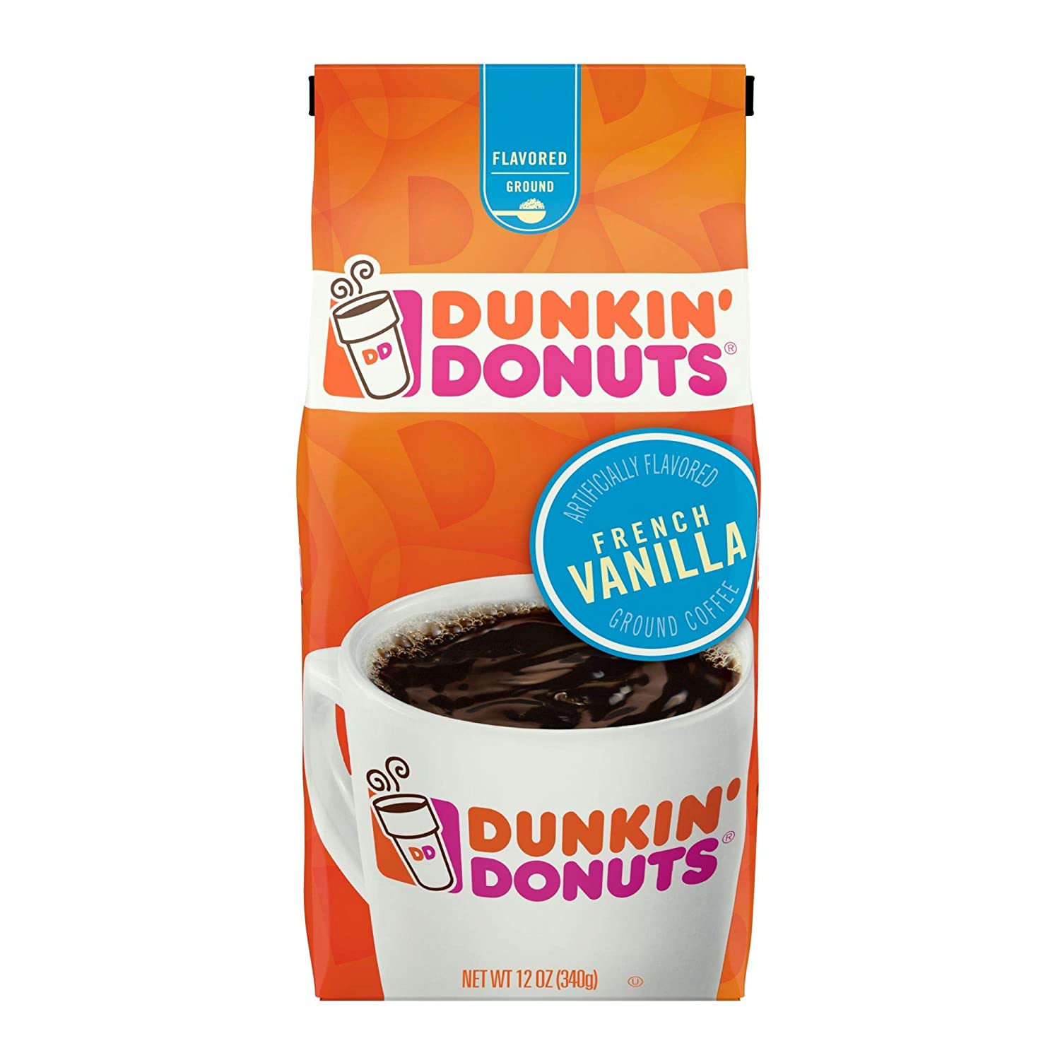 DUNKIN’DONUTS® French Vanilla Flavored Ground Coffee, 12 oz Bag 2-Pack