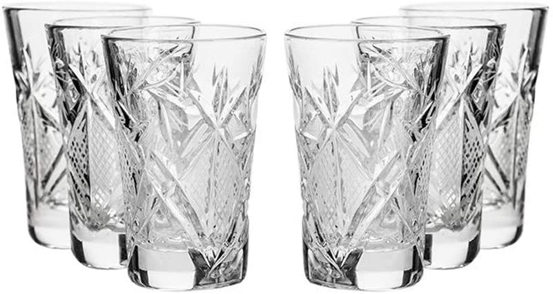 NEMAN Russian Crystal Shot Glasses 35ml, 6-Pack