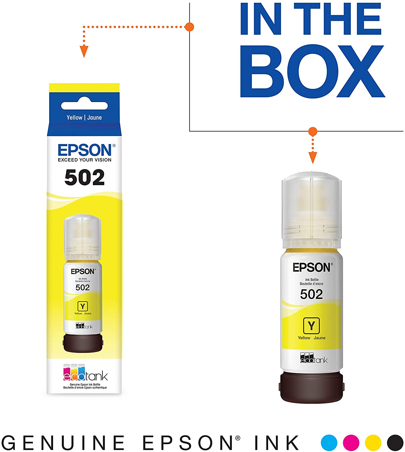 EPSON® T502, Yellow Ink Bottle, T502420-S