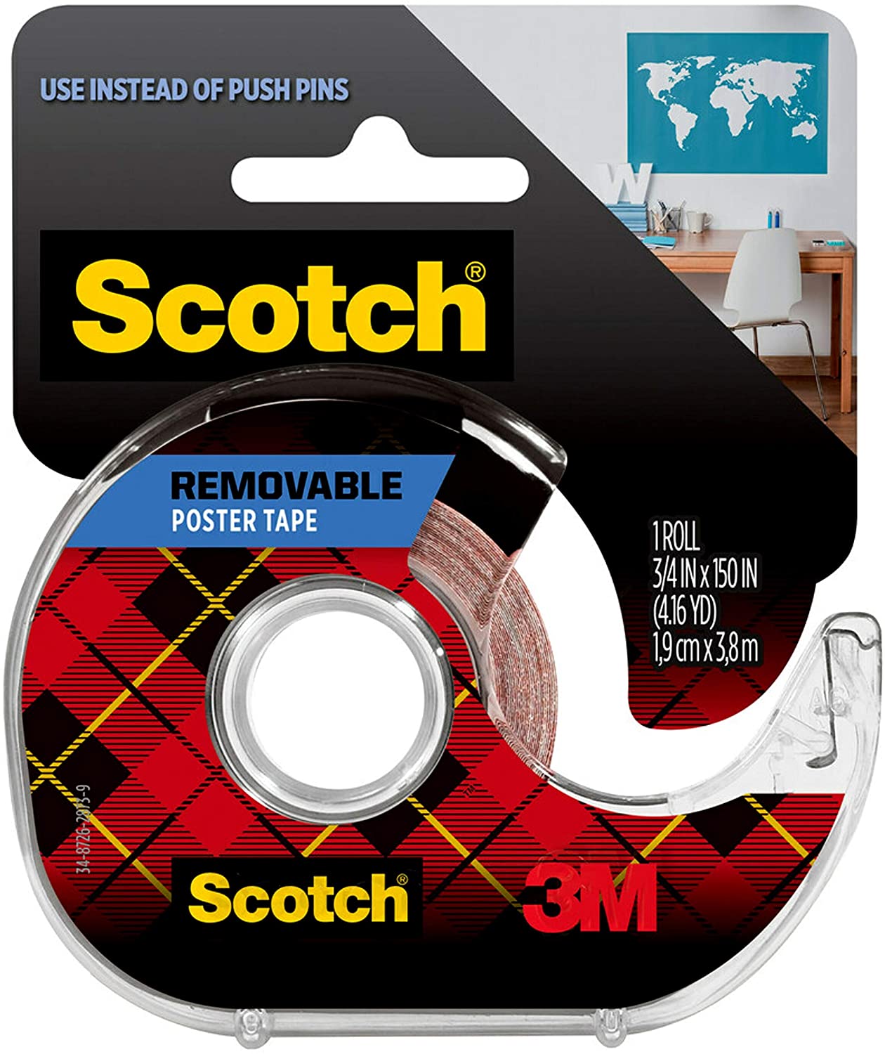 Scotch® Removable Poster Tape, 0.75 in x 150 in