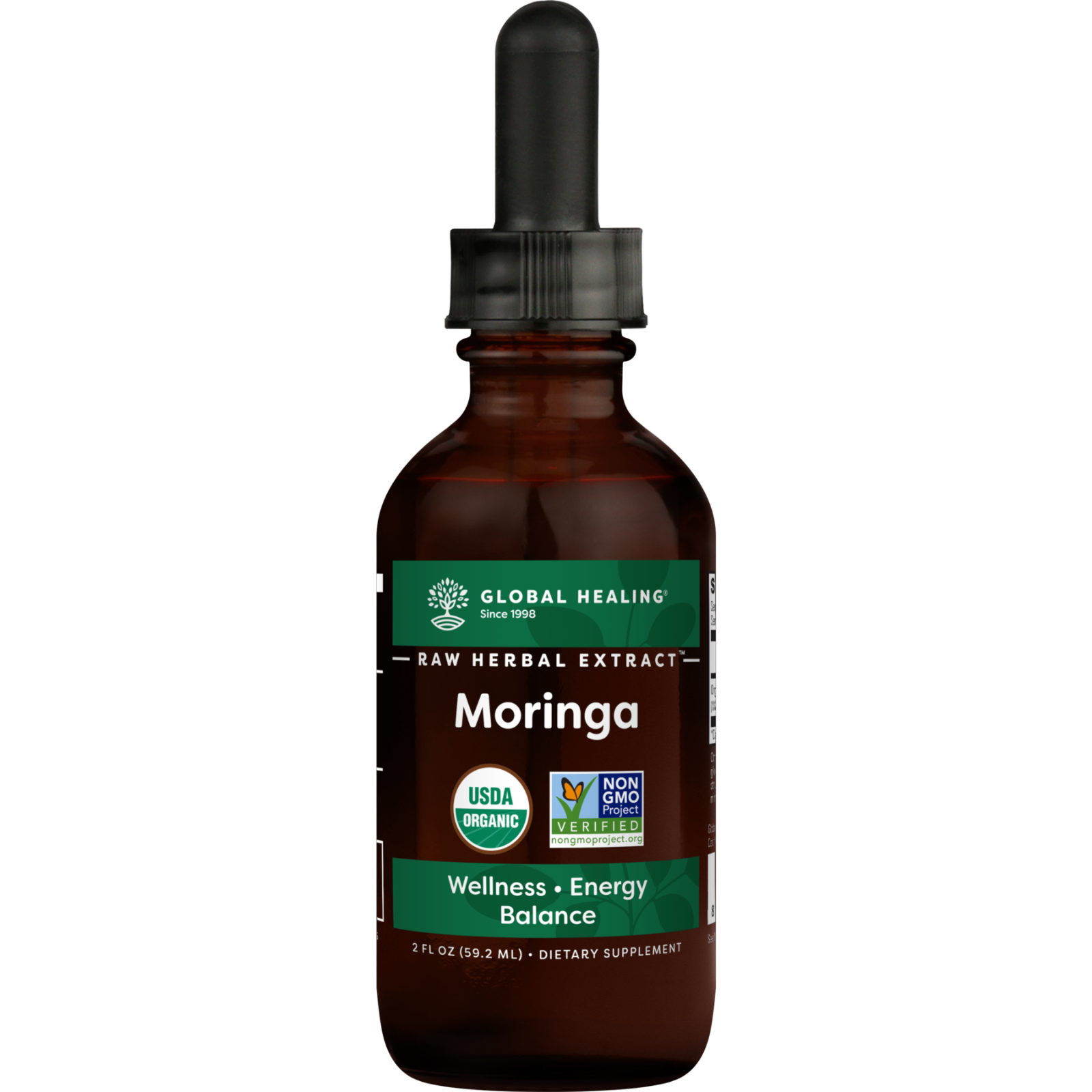 GLOBAL HEALING MORINGA Certified Organic Moringa Raw Herbal Extract™, 2 fl oz