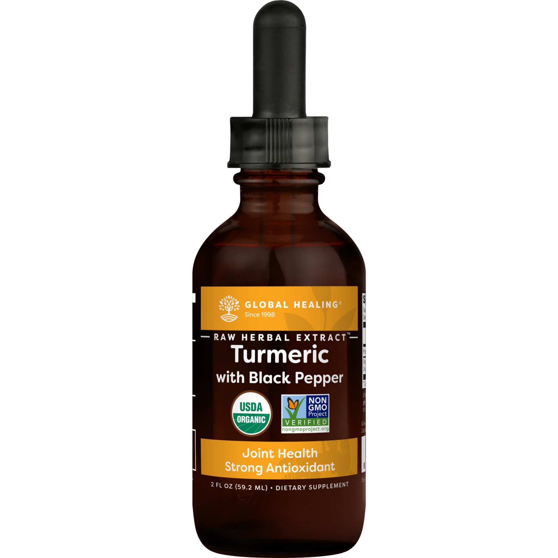GLOBAL HEALING TURMERIC Organic Turmeric + Black Pepper Raw Herbal Extract™, 2 fl oz