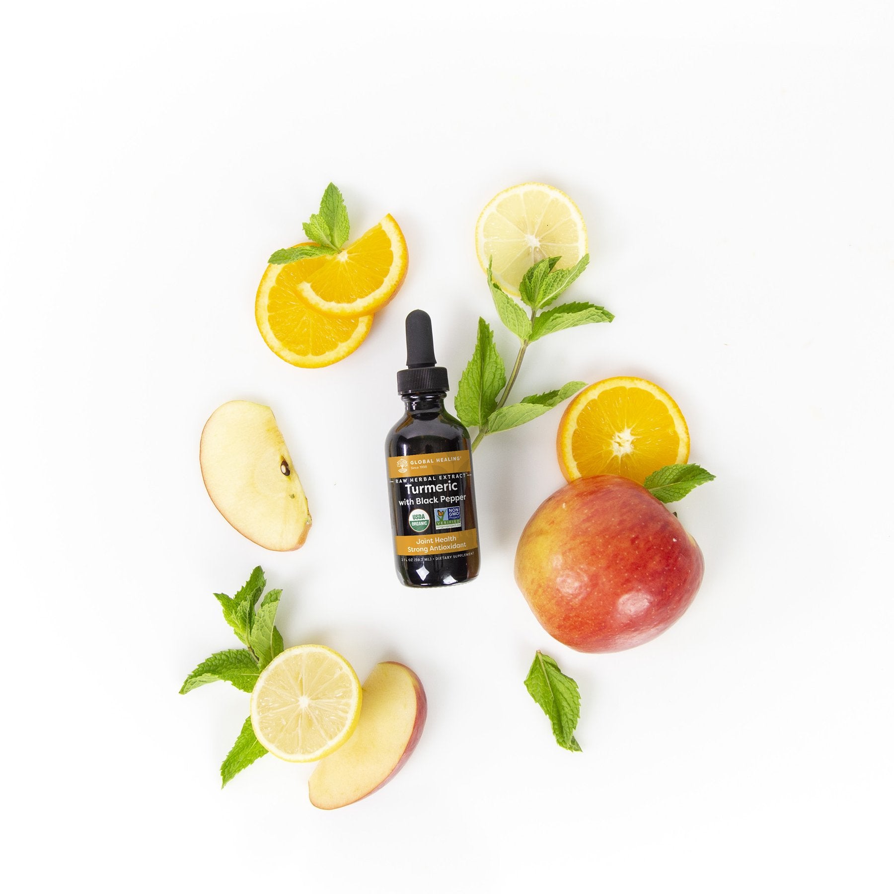 GLOBAL HEALING TURMERIC Organic Turmeric + Black Pepper Raw Herbal Extract™, 2 fl oz