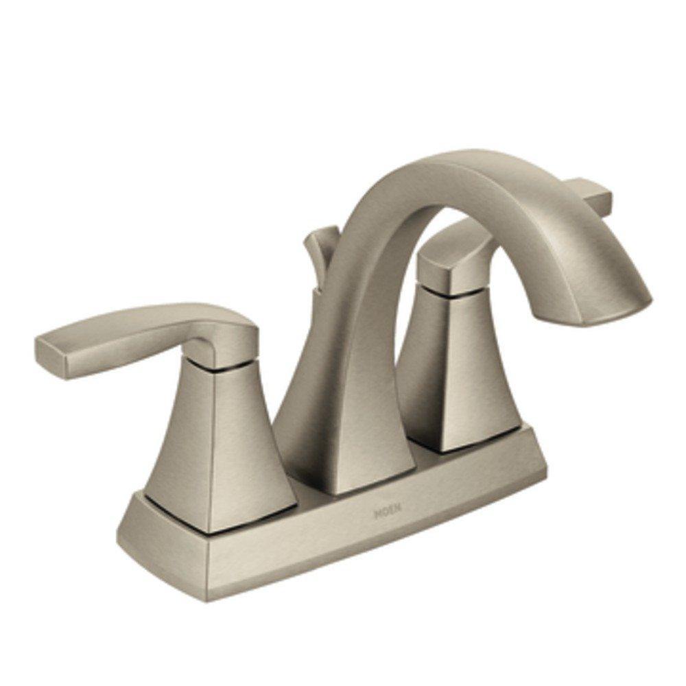 Moen 6901BN Voss Two-Handle High-Arc Centerset Bathroom Faucet with Drain Assembly, Brushed Nickel - NORTH FIRST PLUS, LLC