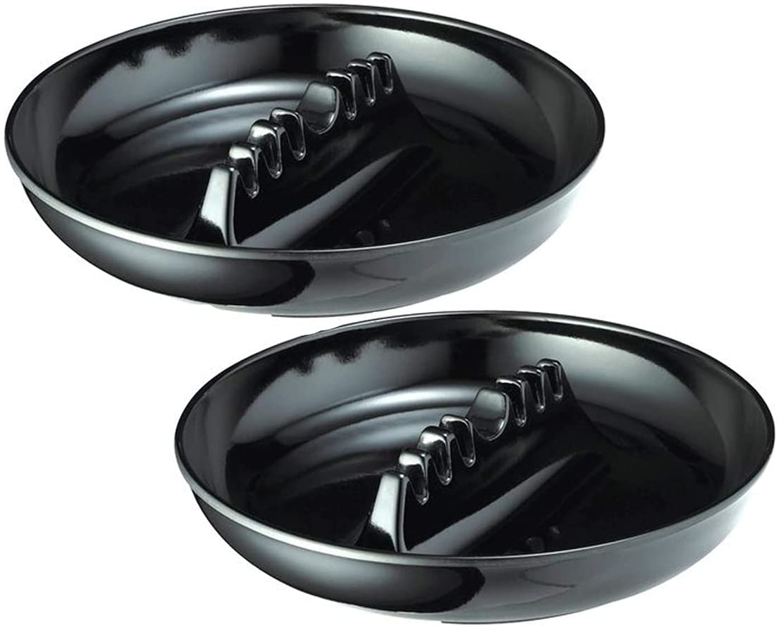 TESORRIO 2 pcs Black Plastic Ashtrays for Cigarettes And Cigars