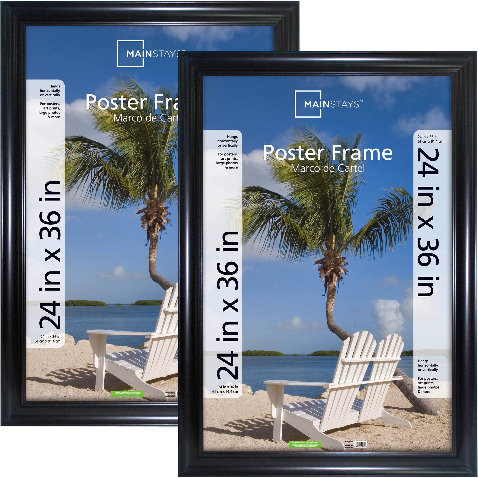 MAINSTAYS™ 24 in x 36 in Poster & Wall  Picture Frame, Black 2-Pack
