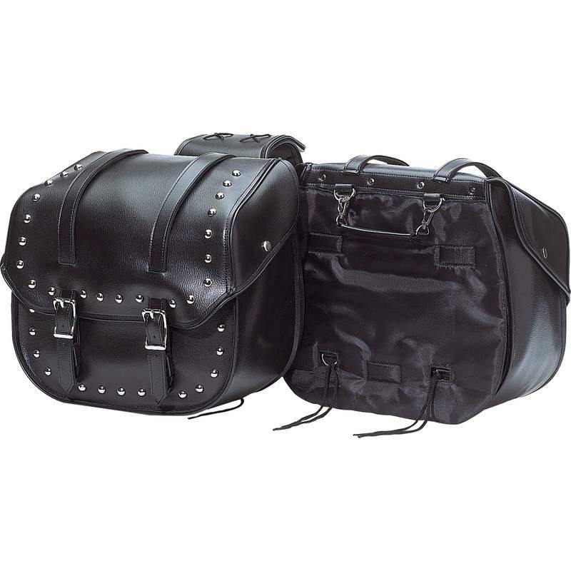2pc Heavy-Duty Waterproof PVC with Studs Motorcycle Saddlebag Set - NORTH FIRST PLUS, LLC