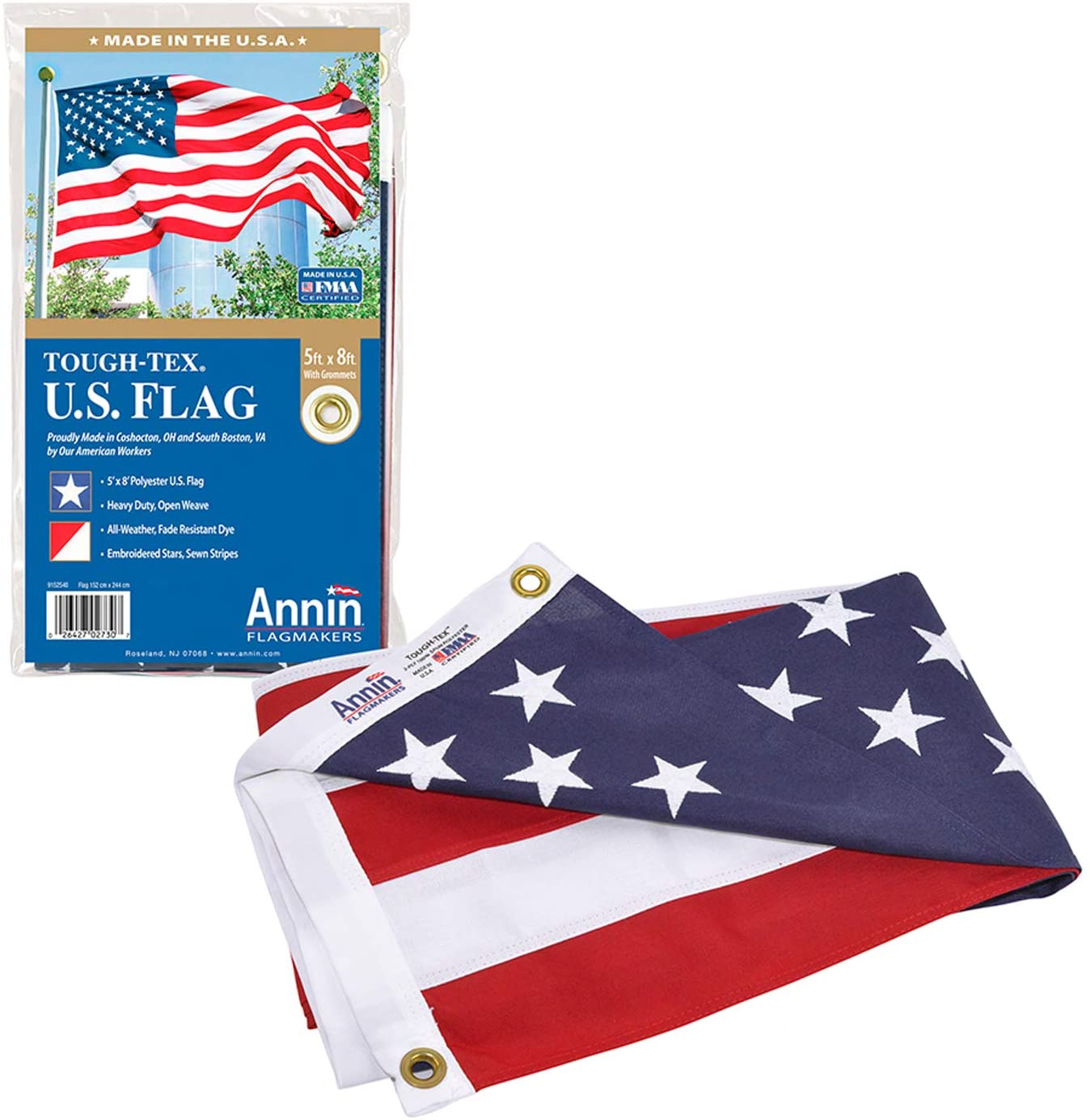Annin® FLAGMAKERS Tough-Tex® AMERICAN FLAG, 5ft x 8ft