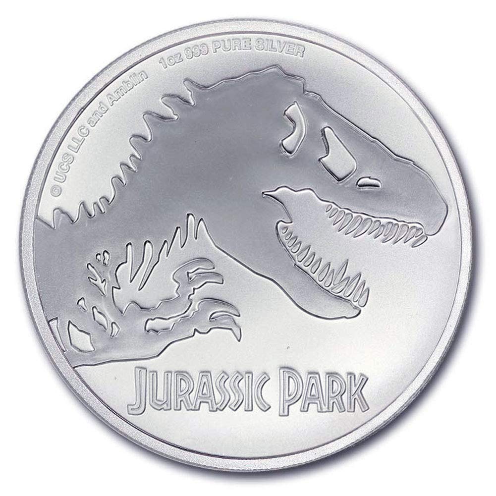 Silver Jurassic Park Commemorative Coin 999 Fine Silver, 1 oz