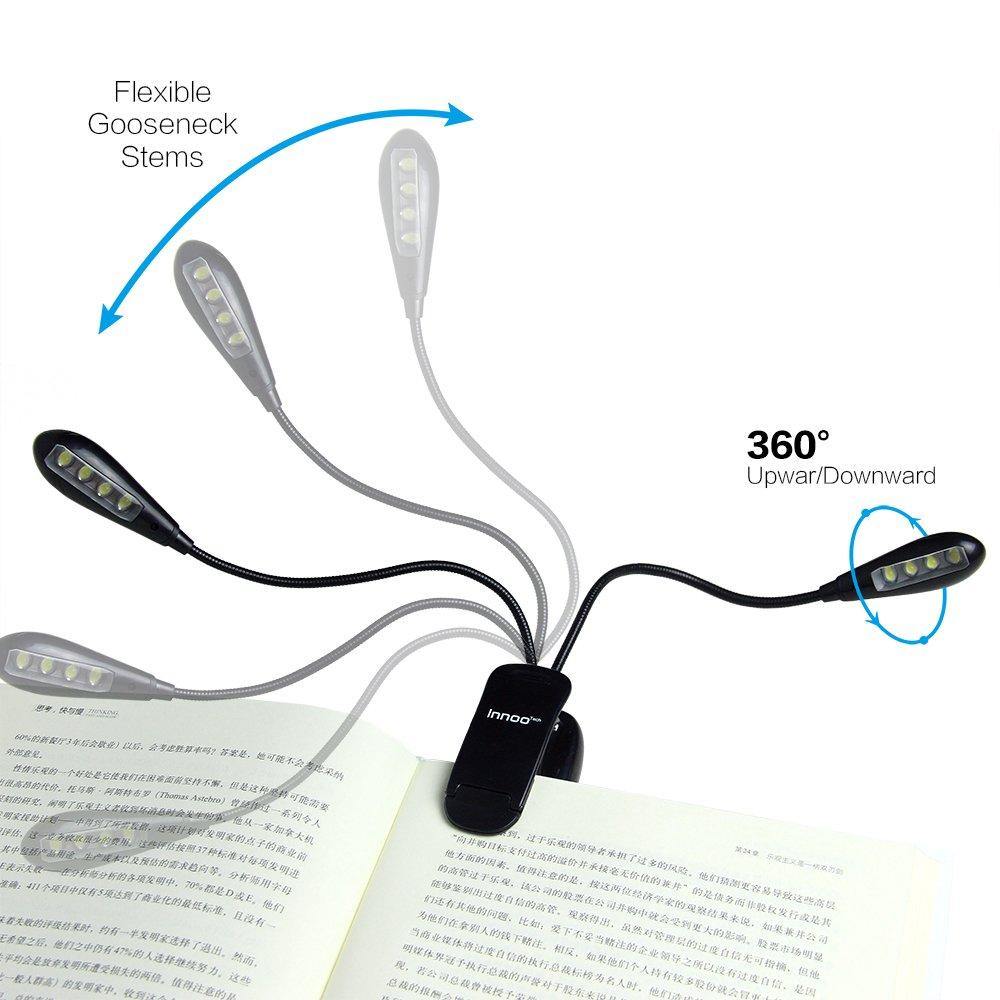 Innoo Tech Book Light, Bed Reading Light Led Night Light Rechargednd Version Clip on Music Stand Light Lamp 8 Led Bulbs with 2 Modes Eye Care for Performing - NORTH FIRST PLUS, LLC