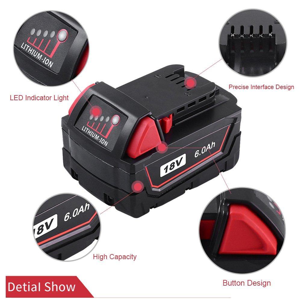18V 6.0Ah Lithium-ion Replacement Battery for Milwaukee - NORTH FIRST PLUS, LLC