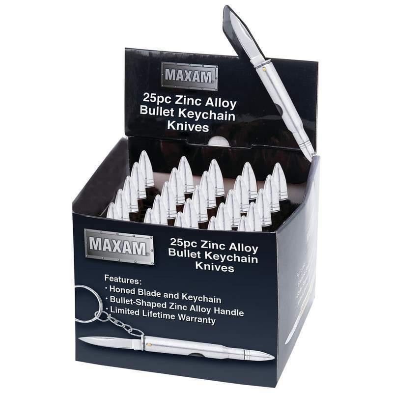 25pc Silver Bullet Keychain Knives in Countertop Display - NORTH FIRST PLUS, LLC