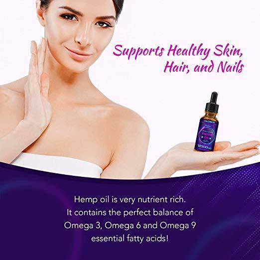 Hemp Oil Drops 12500mg, 100% Seed Extract, All Natural Dietary Supplement, Supports Anti-Anxiety and Stress Health, Rich in Omega 3 and 6 Fatty Acids for Skin  Heart Health, Vegan Vegetarian Friendly - NORTH FIRST PLUS, LLC