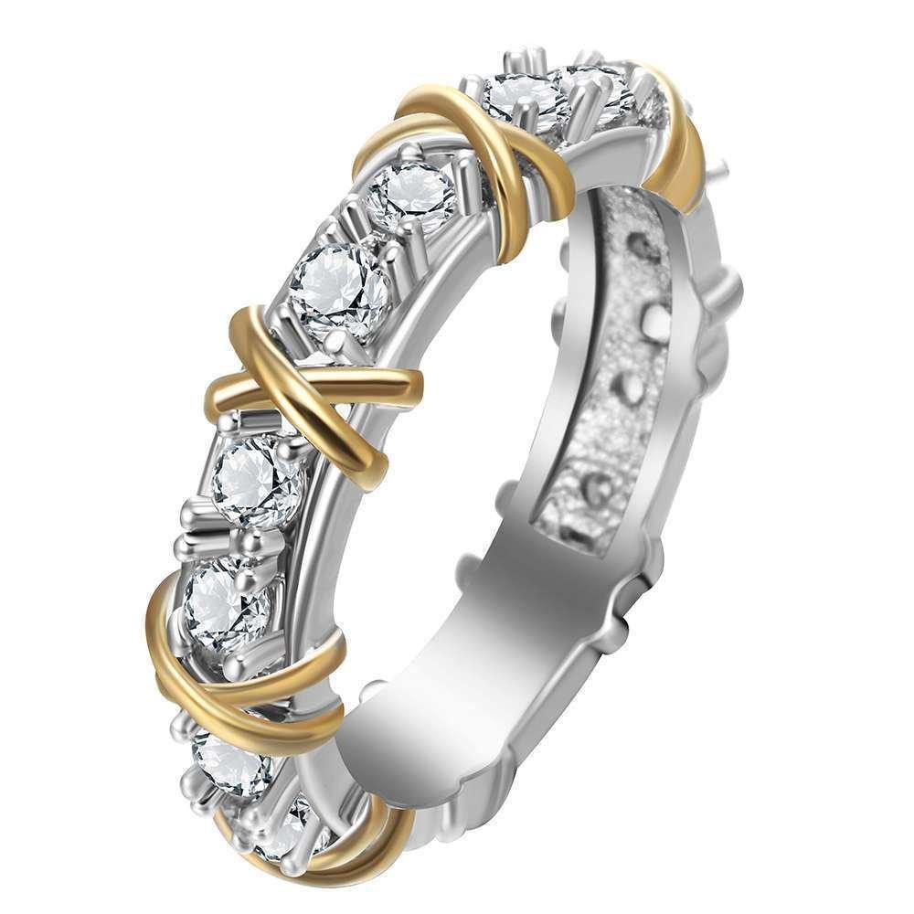 Two Tone White Sapphire Daisy Promise Skull Ring 925 Silver Women Jewelry (8) - NORTH FIRST PLUS, LLC
