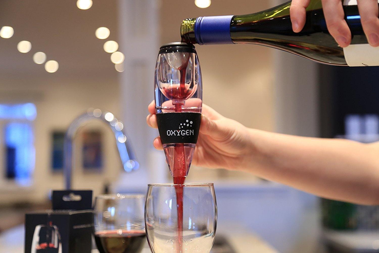 Oxygen Red Wine Aerator Decanter - Sediment Filter, Stand, and Box. One Set (Black) - NORTH FIRST PLUS, LLC