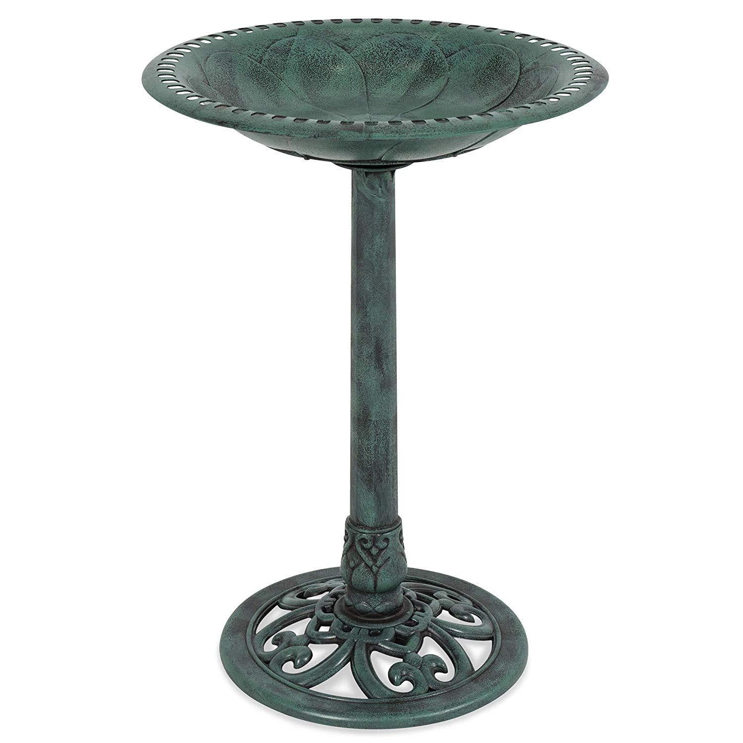 Yaheetech 28” Outdoor Garden Yard Pedestal Bird Bath Vintage Decor- Green - NORTH FIRST PLUS, LLC