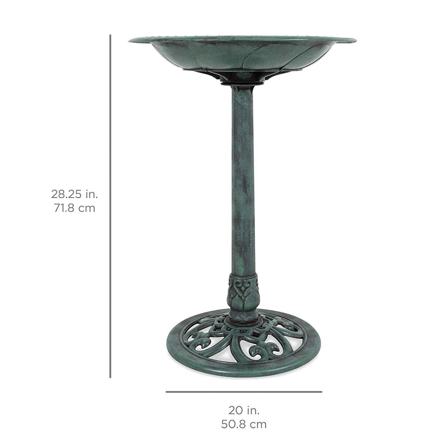 Yaheetech 28” Outdoor Garden Yard Pedestal Bird Bath Vintage Decor- Green - NORTH FIRST PLUS, LLC