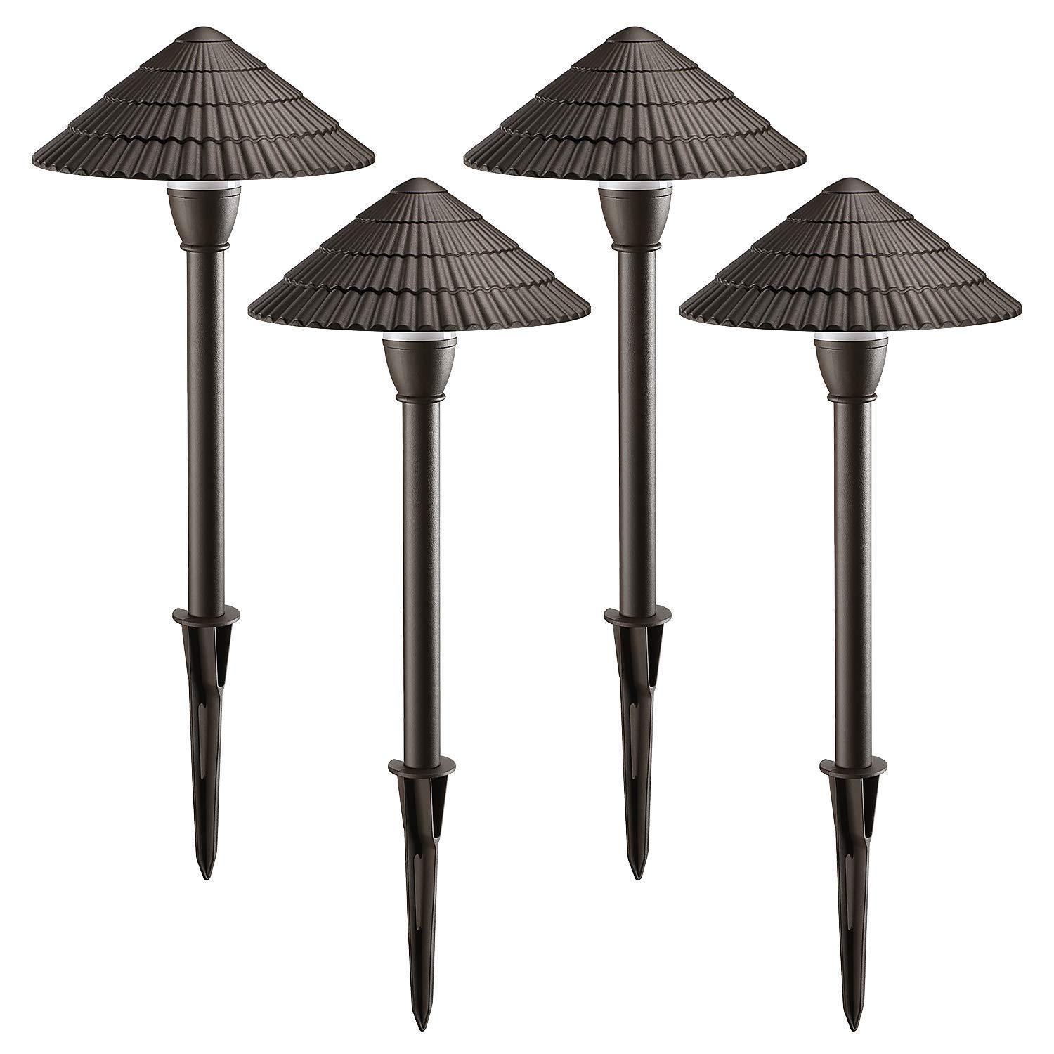 LEONLITE 3W LED Landscape Light, 12V Low Voltage, Waterproof Outdoor Pathway Lighting, Aluminum Housing, Mushroom Shape, UL-Listed Power Cord, Garden, Yard, Lawn, Patio, 5 Years Warranty, Pack of 4 - NORTH FIRST PLUS, LLC