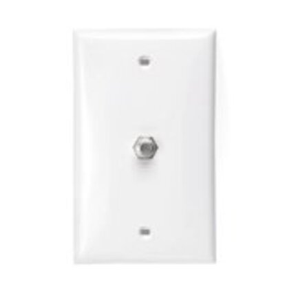 Wall Plate, Coax/F Connector, 75 Ohm, 1-Gang, White, Standard