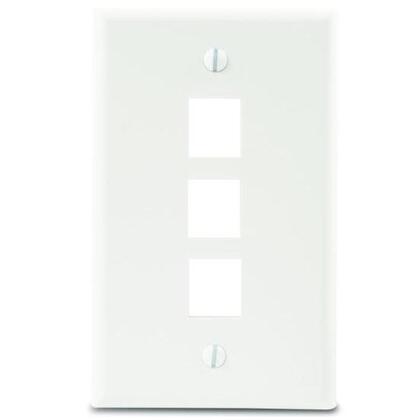 Wallplate, Quickport, 3-Port, 1-Gang, White