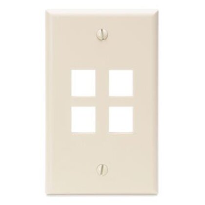 Wallplate, Quickport, 4-Port, 1-Gang, Ivory