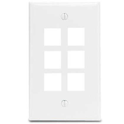 Wallplate, Quickport, 6-Port, 1-Gang, White